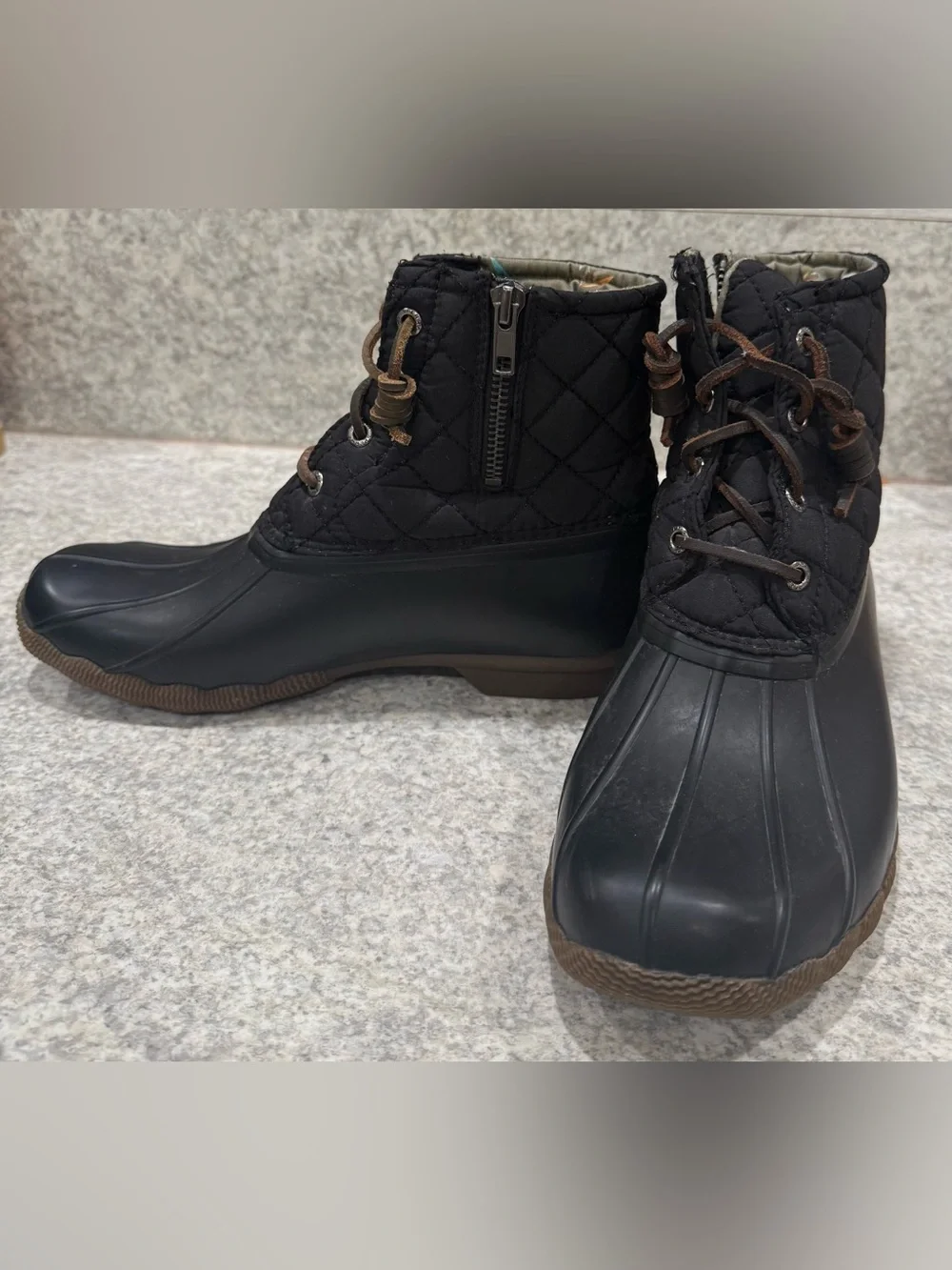 Sperry Saltwater Quilted Duck Boots Black Women’s 7.5